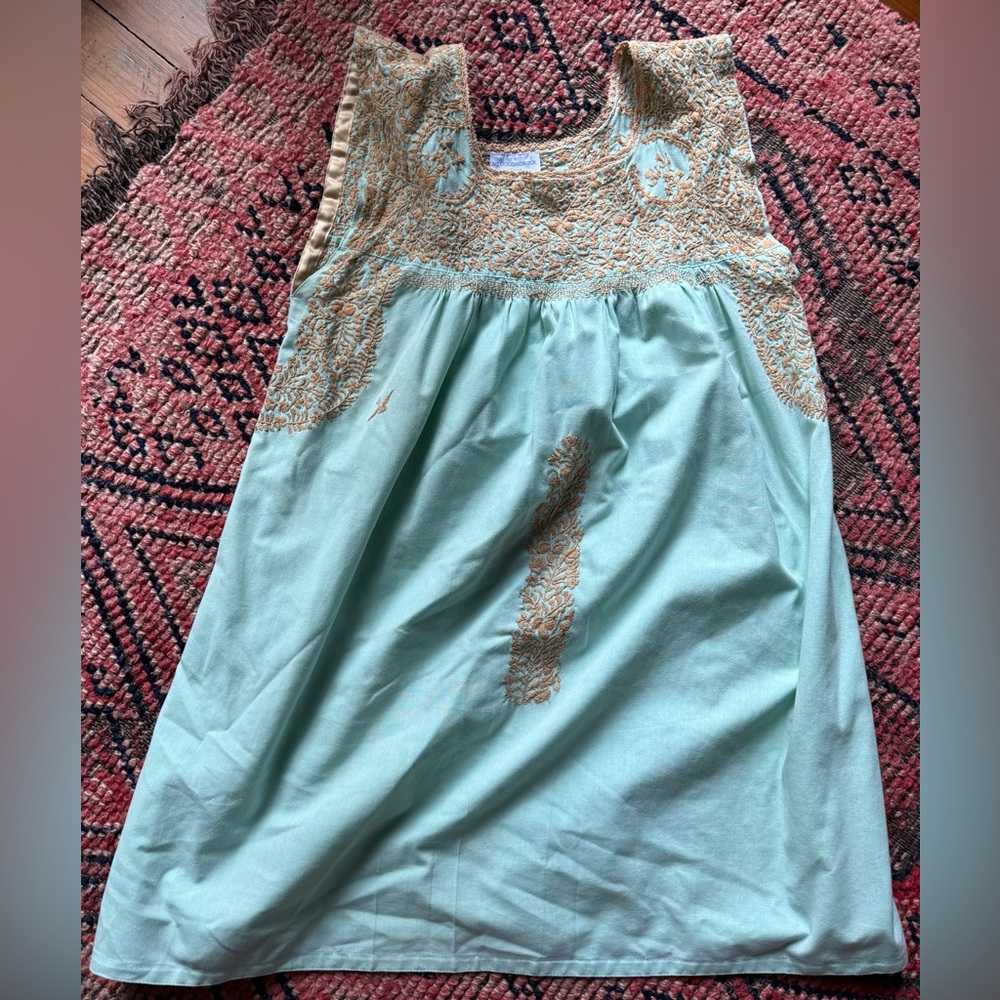 Mi GOLONDRINA mint & gold mini dress